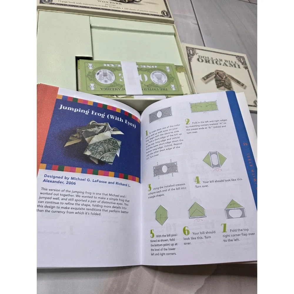 Dollar Bill Origami Kit Won Park 100 Practice Sheets & Money Origami DVD Book G3